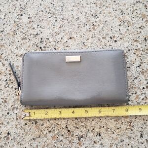 Kate Spade Taupe Patent Leather Zip Around Wallet